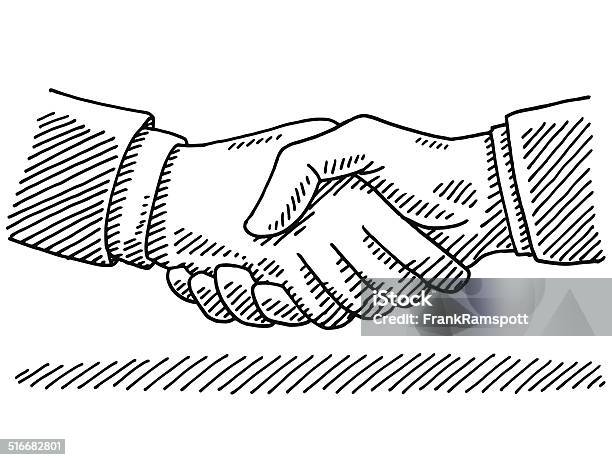 Handshake Business Agreement Drawing Stock Illustration - Download Image Now - Handshake, Sketch, Drawing - Art Product