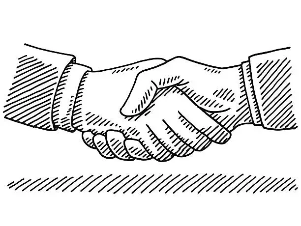 Vector illustration of Handshake Business Agreement Drawing