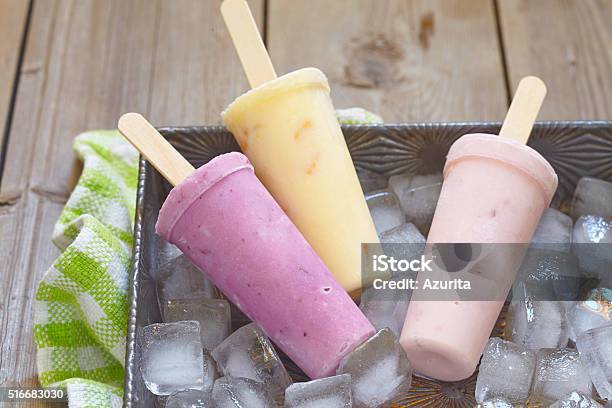 Fruit Yogurt Popsicles Stock Photo - Download Image Now - Berry Fruit, Blueberry, Close-up