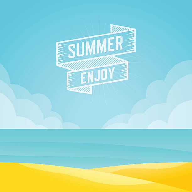 ilustraciones, imágenes clip art, dibujos animados e iconos de stock de paisaje verano, paisaje marino vector de ilustración fondo,. - sand beach summer backgrounds