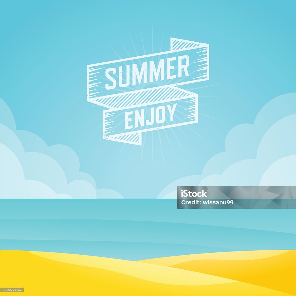 Summer landscape, Seascape background, Vector illustration. - 免版稅夏天圖庫向量圖形