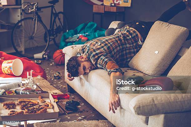When The Party Is Over Stock Photo - Download Image Now - Party - Social Event, Messy, Hangover