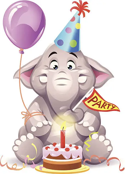 Vector illustration of Cute Party Elephant