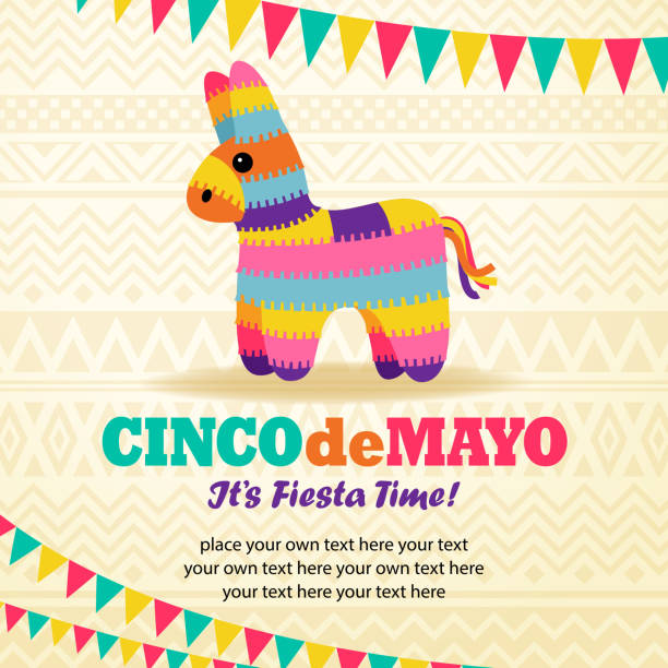 Rainbow Burro Pinata Rainbow donkey pinata in mexican fiesta background. latin american and hispanic ethnicity stock illustrations