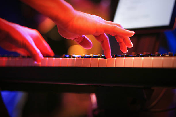 istock Musician playing on electric keyboard 516683760