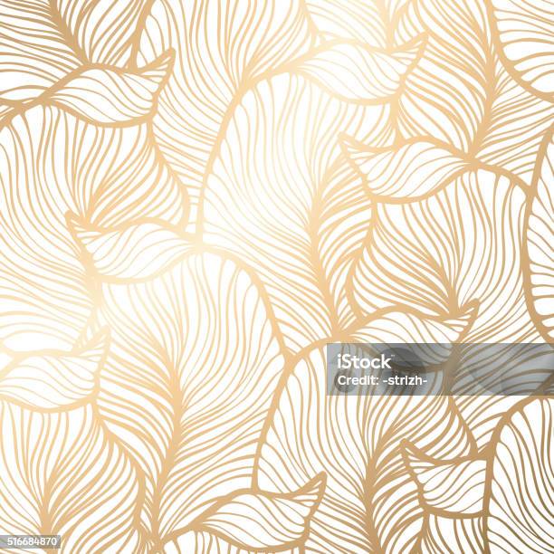 Damask Floral Pattern Royal Wallpaper Stock Illustration - Download Image Now - Gold - Metal, Gold Colored, Backgrounds
