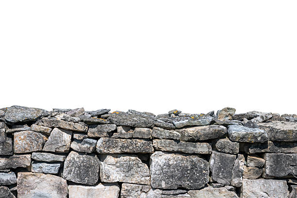 pared de piedra aislado - pared de piedra fotografías e imágenes de stock