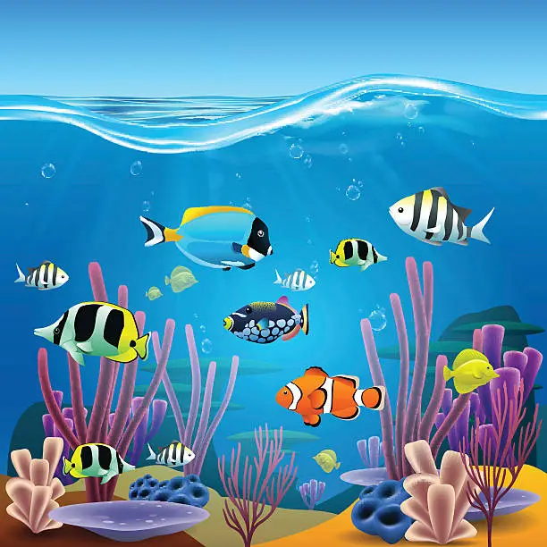 Vector illustration of Underwater life