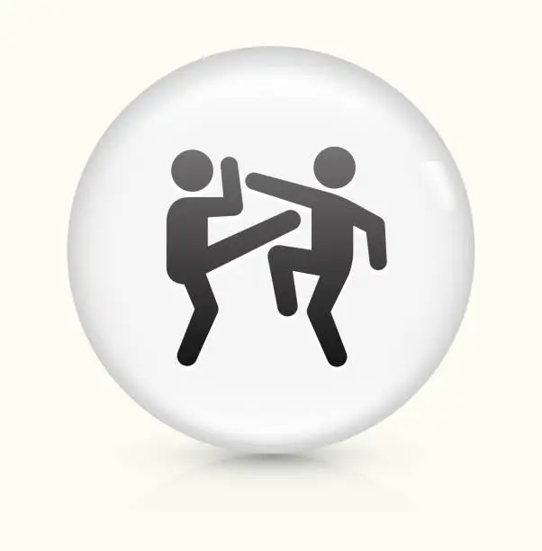 Vector illustration of Fighting icon on white round vector button