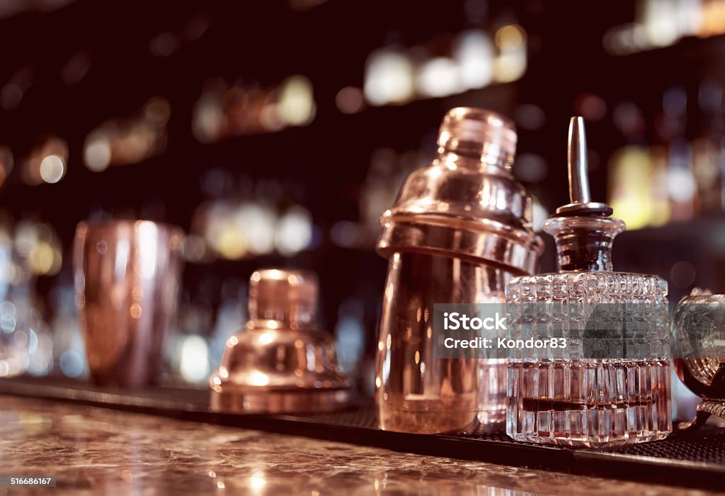 Bar Counter Tools Bartender Tools On Bar Counter Toned Stock Photo - Download Image Now ...
