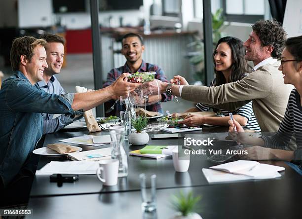 Having Lunch As A Team Stock Photo - Download Image Now - Lunch, Office, Eating