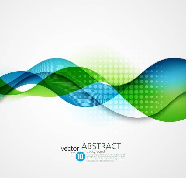 абстрактный векторный фон, футуристический волнистые - fractal technology abstract green stock illustrations