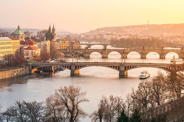 istock Prague bridges at sunset time 516690610