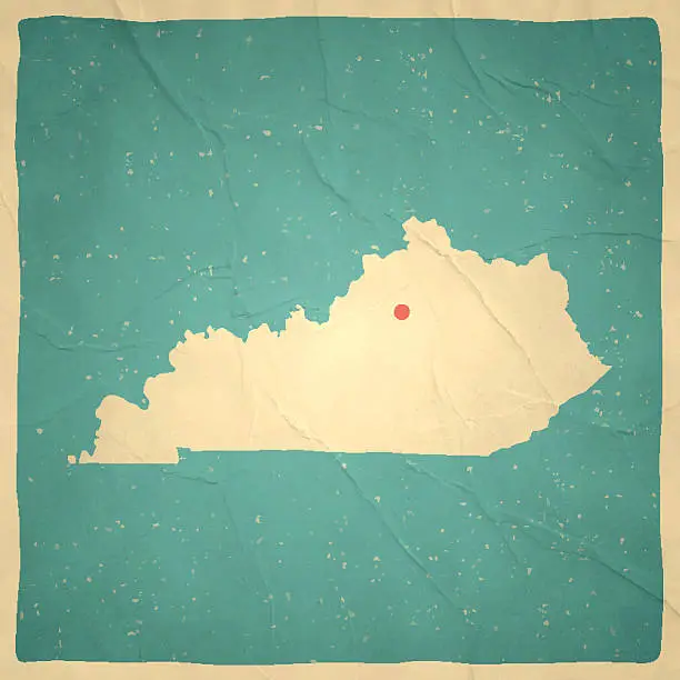 Vector illustration of Kentucky Map on old paper - vintage texture