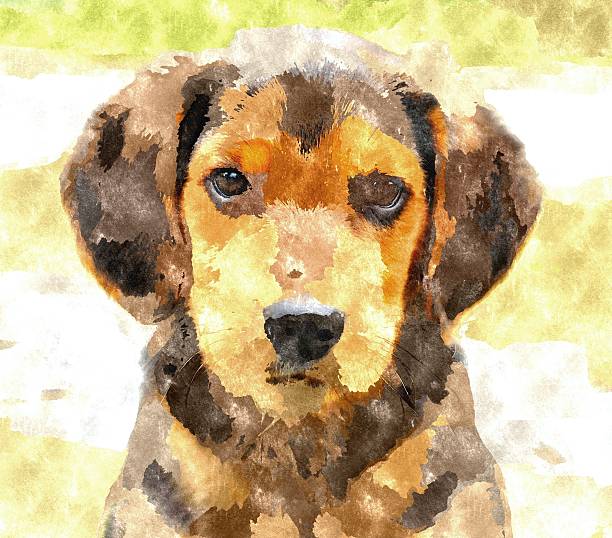 istock Beagle puppy painting 516715334
