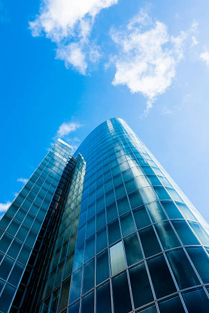 istock Blue skyscraper facade. office buildings. modern glass silhouett 516716952