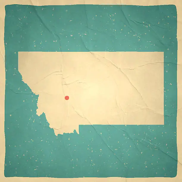 Vector illustration of Montana Map on old paper - vintage texture