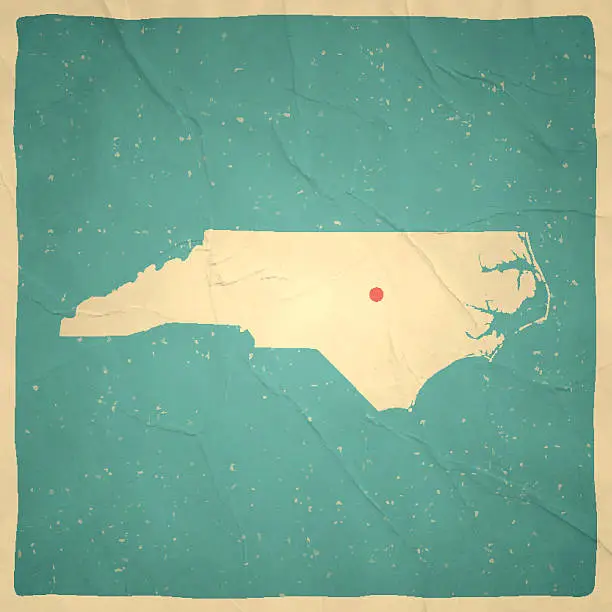 Vector illustration of North Carolina Map on old paper - vintage texture