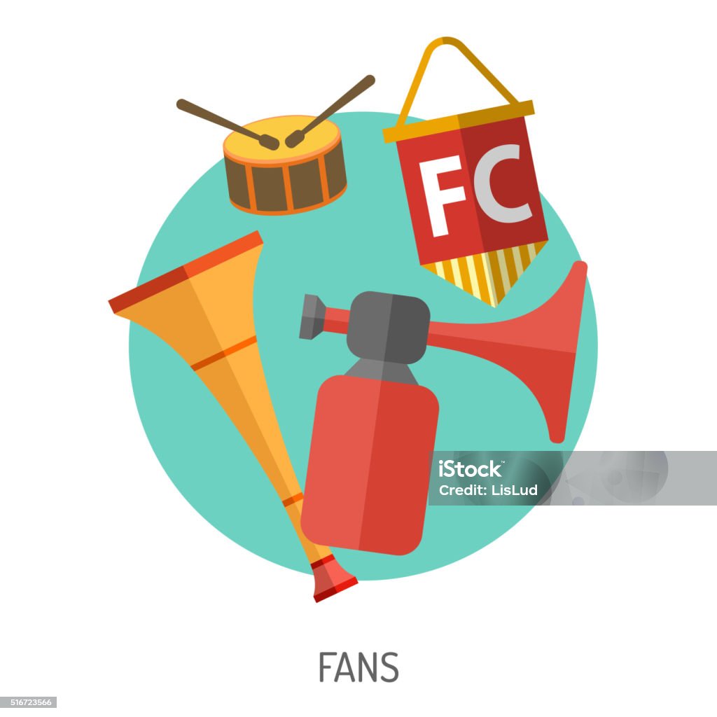 Soccer Flat Icon Set Soccer and Football Flat Icon Set for Flyer, Poster, Web Site like Fan, Vuvuzela and Drum. American Football - Ball stock vector
