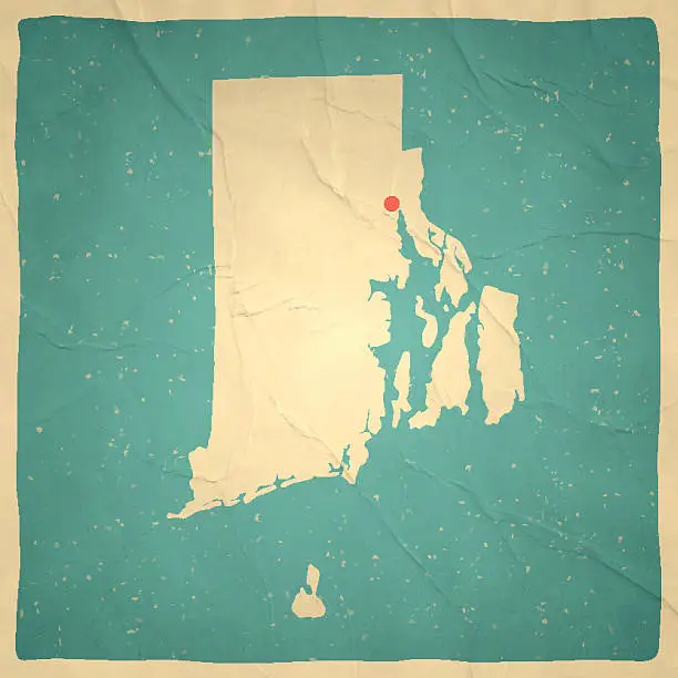 Vector illustration of Rhode Island Map on old paper - vintage texture