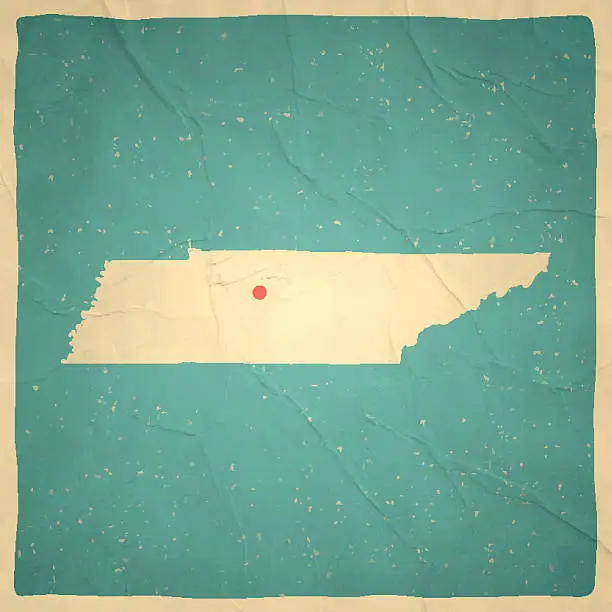 Vector illustration of Tennessee Map on old paper - vintage texture