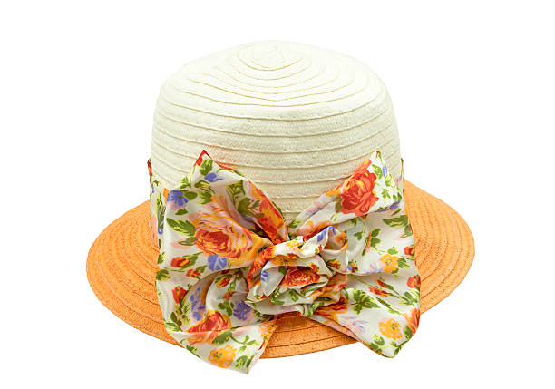 istock Straw hat and Folwer ribbon isolated on white background, 516725750