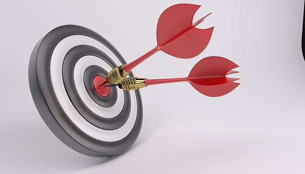 istock Two arrows darts in center. 516727172