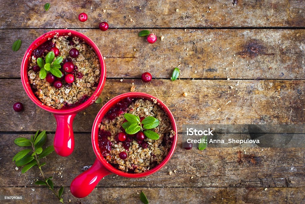 delicious gluten free cranberry crumble pie delicious gluten free cranberry  crumble pie , top view Crumble - Dessert Stock Photo