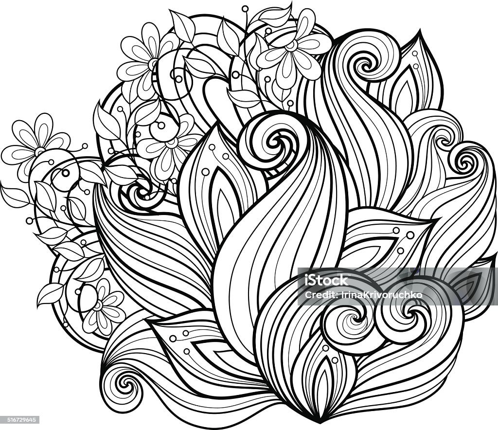 Vector Monochrome Floral Background Vector Monochrome Floral Background. Hand Drawn Texture with Flowers Autumn stock vector