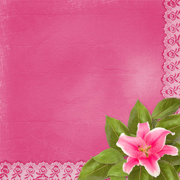 istock Beautiful pink lily flower on the abstract background with lace 516732315