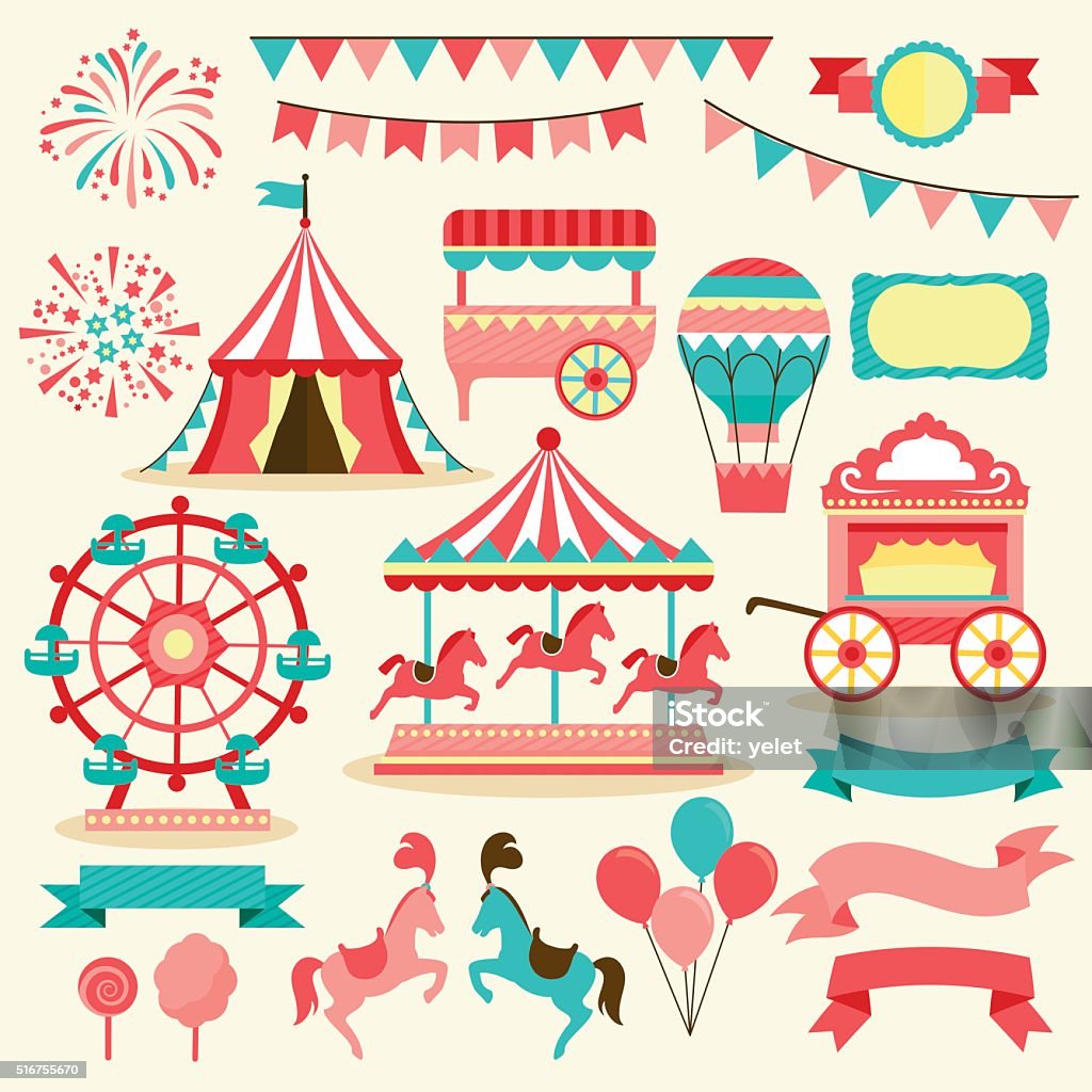 Éléments de carnaval - clipart vectoriel de Manège libre de droits