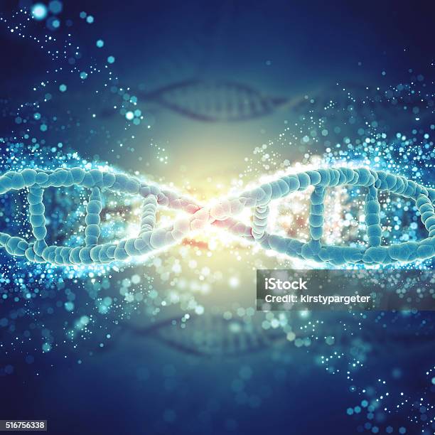 3d Medical Background With Dna Strands Stock Photo - Download Image Now - DNA, Cancer - Illness, Genetic Research