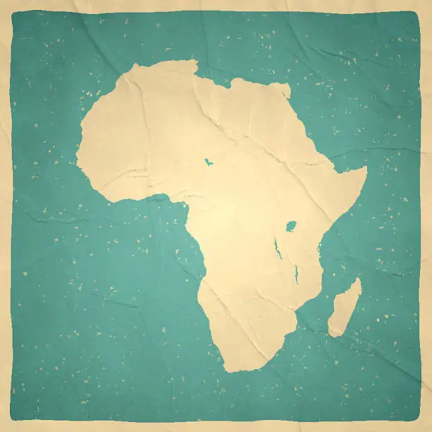 Vector illustration of Africa Map on old paper - vintage texture