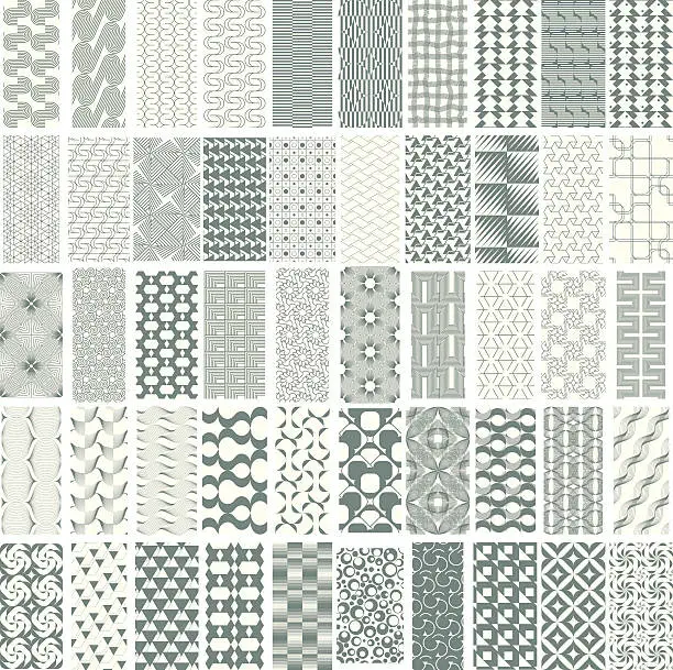 Vector illustration of 50 geometric seamless pattern set.
