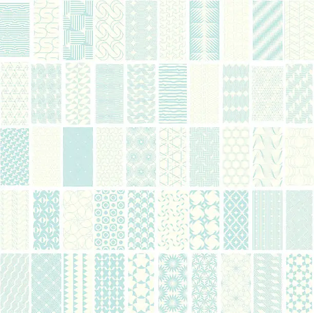 Vector illustration of 50 geometric seamless pattern set.