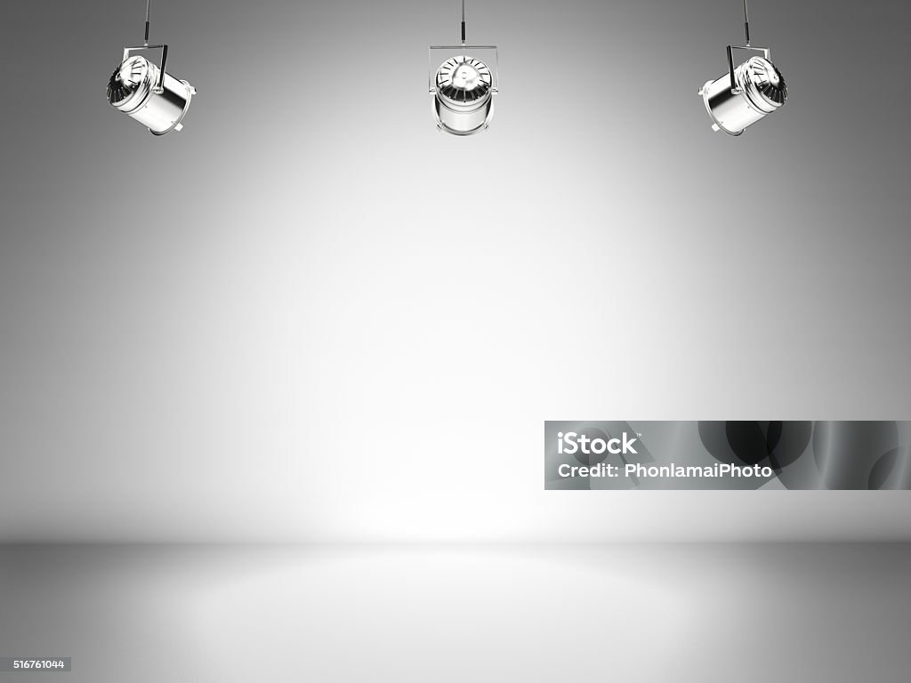 blank stage with shining spotlight Electric Lamp Stock Photo