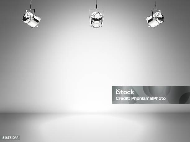 Blank Stage With Shining Spotlight Stock Photo - Download Image Now - Electric Lamp, Spotlight, Studio Shot