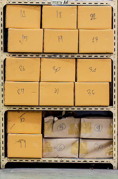 istock Shelves brown carton 516761580