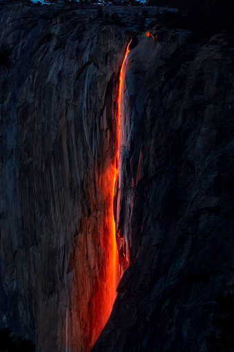 Beautiful picture of Horsetail firefall in Yosemite National Park.