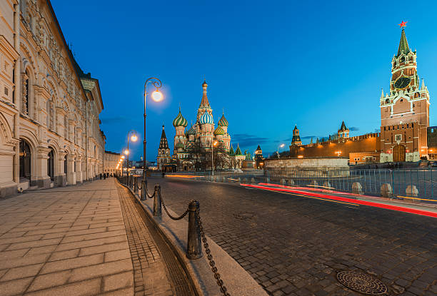 istock St. Basil's Cathedral and Spasskaya tower in the twilight. 516765284