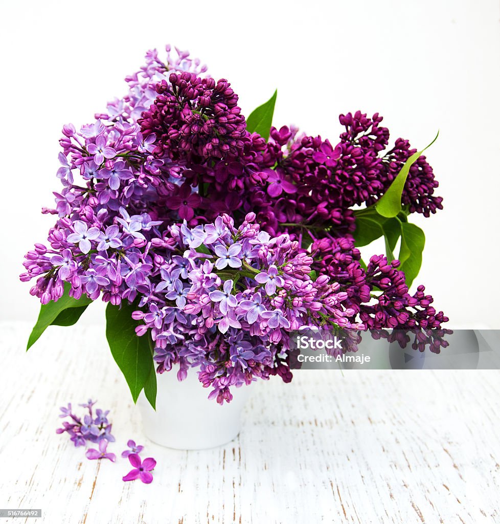 Lilac flowers Lilac flowers on a old wooden background Lilac Stock Photo