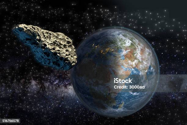 Asteroid Close To Earth Stock Photo - Download Image Now - Asteroid, Planet Earth, Meteor
