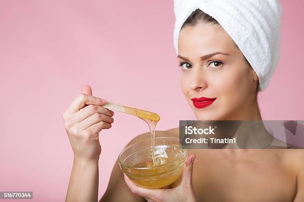 Sugaring Beauty Treatment Stock Photo - Download Image Now - Honey, Women, Facial Mask - Beauty Product