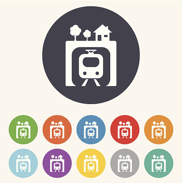 illustrazioni stock, clip art, cartoni animati e icone di tendenza di segno della metropolitana di icona.  metropolitana treno simbolo. - cable car railroad track creativity tramway