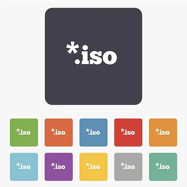 Vector illustration of File ISO icon. Download virtual drive file.