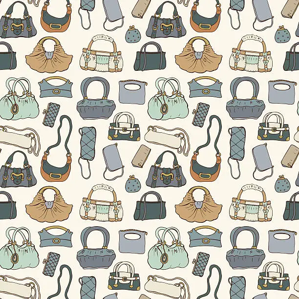 Vector illustration of Women handbags. Seamless pattern.