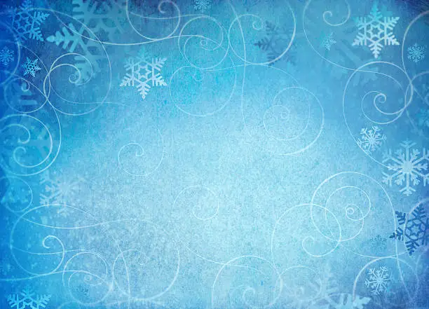 Photo of Snowflake background with swirl accents.