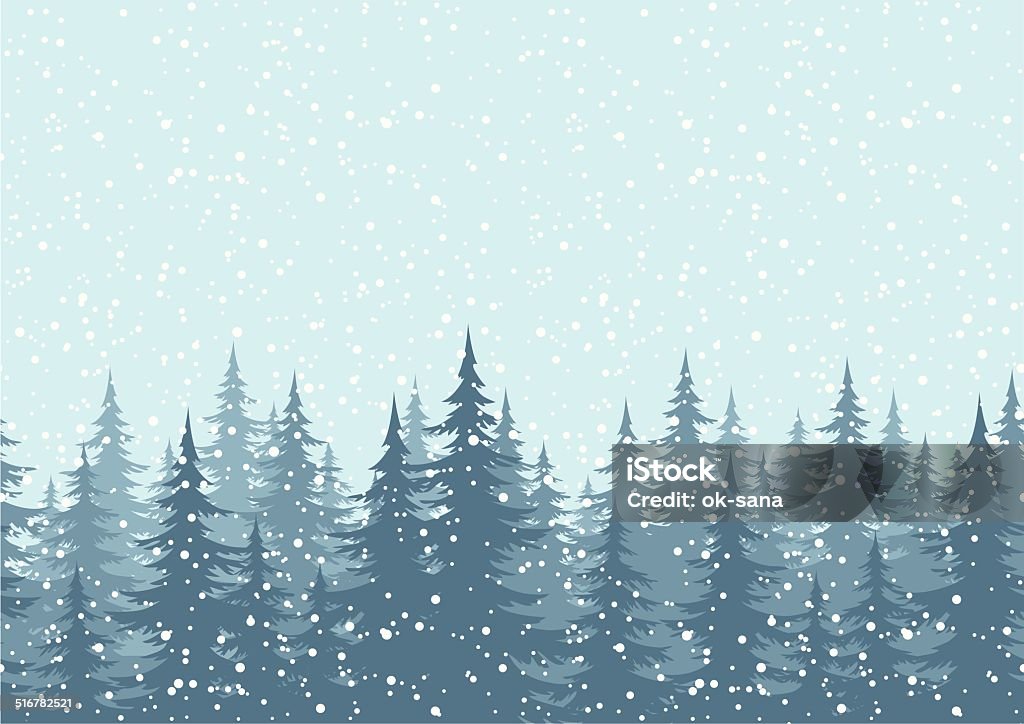 Nahtlose Hintergrund mit Schnee, Weihnachten Bäume - Lizenzfrei Winter Vektorgrafik