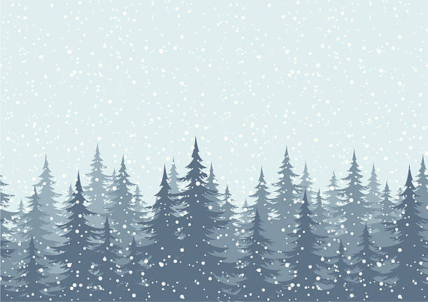 シームレスな背景に雪のクリスマスツリー - christmas pine forest fir tree点のイラスト素材／クリップアート素材／マンガ素材／アイコン素材