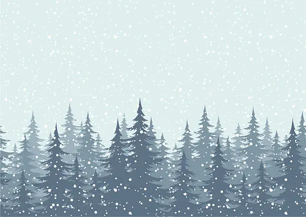 Vector illustration of Seamless background, Christmas trees with snow